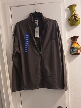 Men's Grey Full-Zip Jacket Adidas Large 100% Polyester